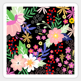 Floral Fantasyland_Black Background Sticker